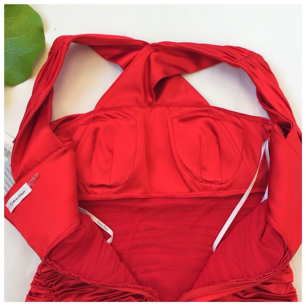 NWT Calvin Klein Nordstrom Ruched Red Cocktail sz6 - Picture 6 of 7